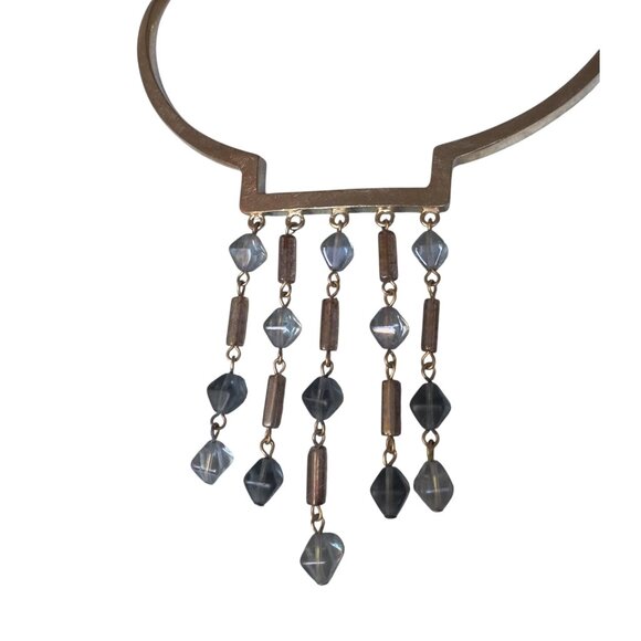 VTG NWT GIVENCHY Designer NECKLACE/COLLAR Muted GOLD TONE  BLUE/BRONZE STONES - Picture 2 of 7